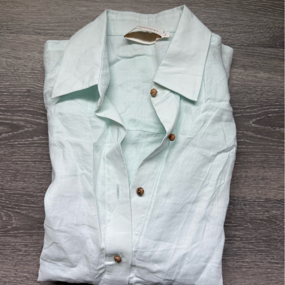 Zimmermann high waisted natural set shirt + shorts - Picture 10 of 10